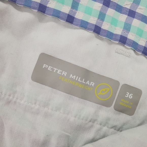 Peter Millar Shorts Mens 36 Seersucker Featherweight Purple White Plaid (37x8.5) - Picture 6 of 14